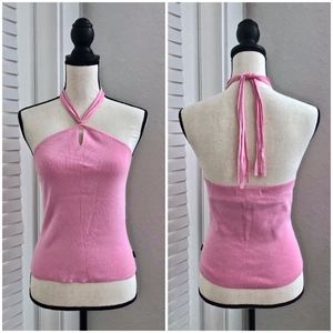 CK CALVIN KLEIN JEANS Pink Crop Halter Top